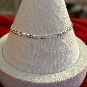 925 Sterling Silver‎ figaro Chain Bracelet 6 inch